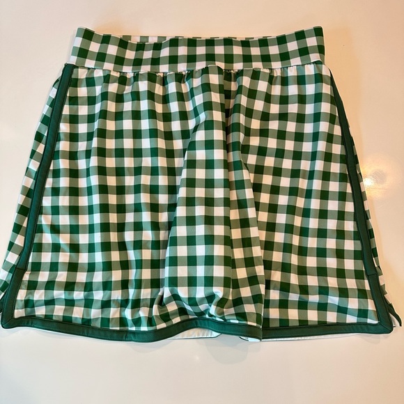 Green Gingham A-Line Tuckernuck Women’s Golf Pickleball Skirt skort - Picture 2 of 5